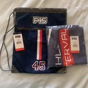 NWT F45 Drawstring Bag, Towel, and Hat